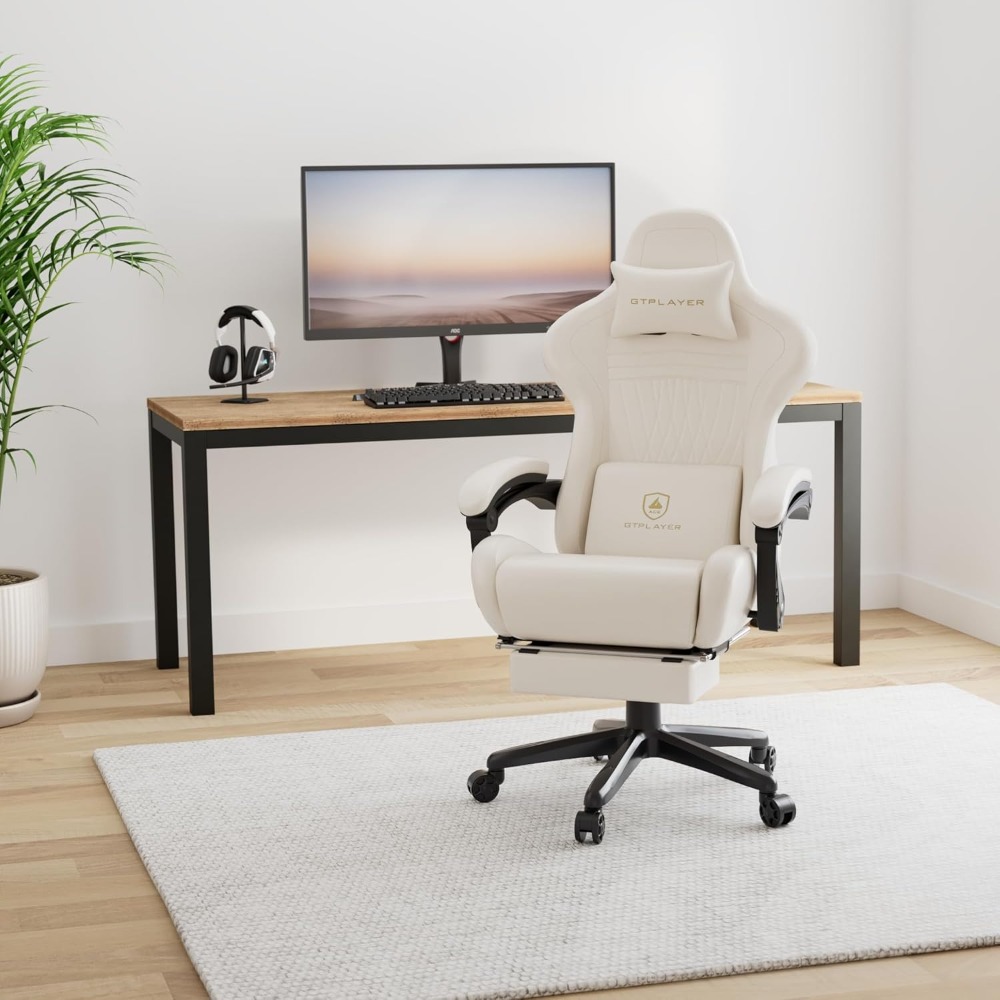 Gaming Chair, Computer Chair with Footrest and Bluetooth Speakers, High Back Ergonomic Gaming Chair