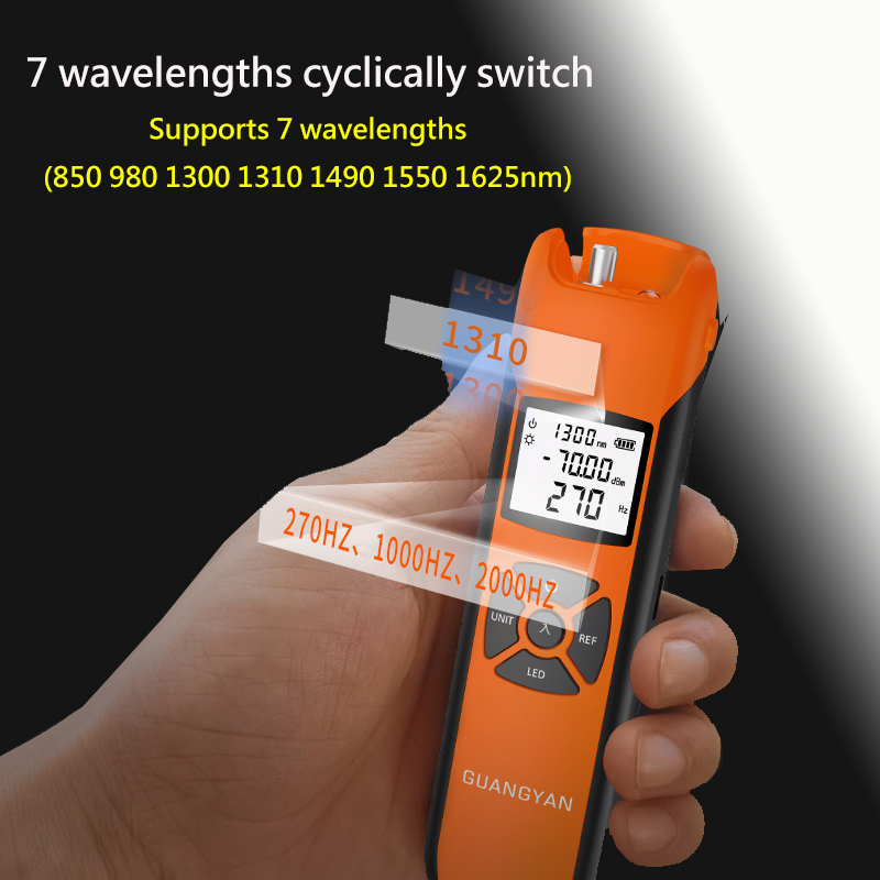 Medidor de potência óptica g10 bateria recarregável de alta precisão ftth medidor de potência de fibra óptica com luz flash opm fc/sc/st