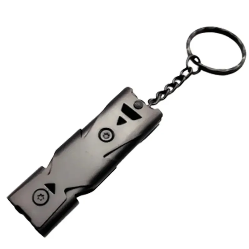 1 pack double-tube whistle pendant keychain high decibel portable outdoor survival emergency camping tool multi-function whistle