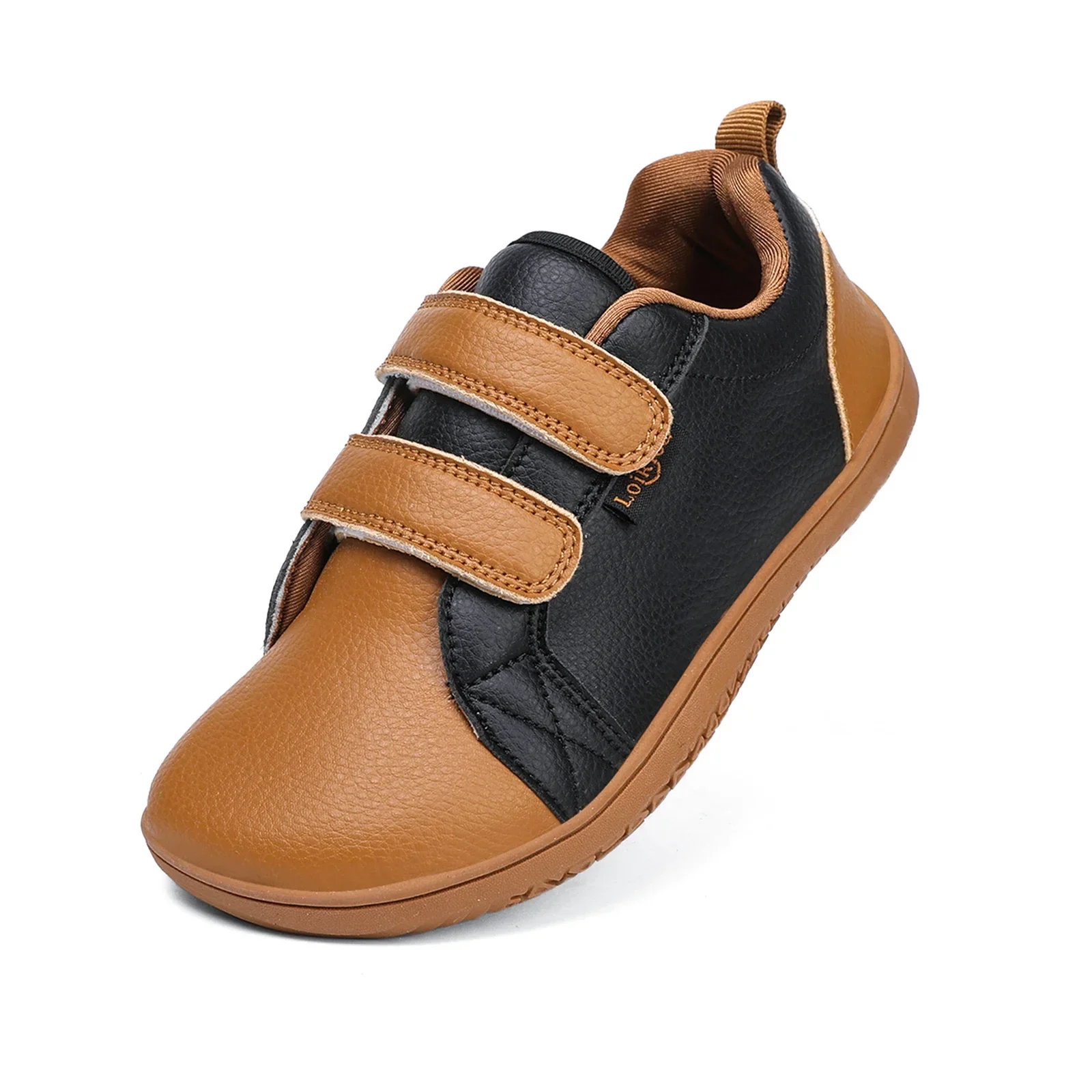 Meninos meninas sapatos descalços crianças dedo do pé largo minimalista moda tênis leve gancho loop couro artificial andando apartamentos