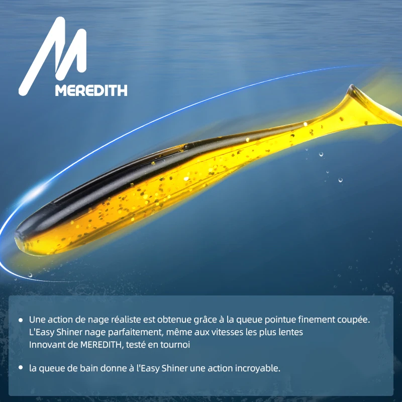 MEREDITH – Leurres de pêche Easy Shiner, leurre brochet accessoire pour pêcheurs de carpes, pour attirer les poissons, appâts artificiels en silicone, double coloris, existe en 50 mm-100mm leurre souple
