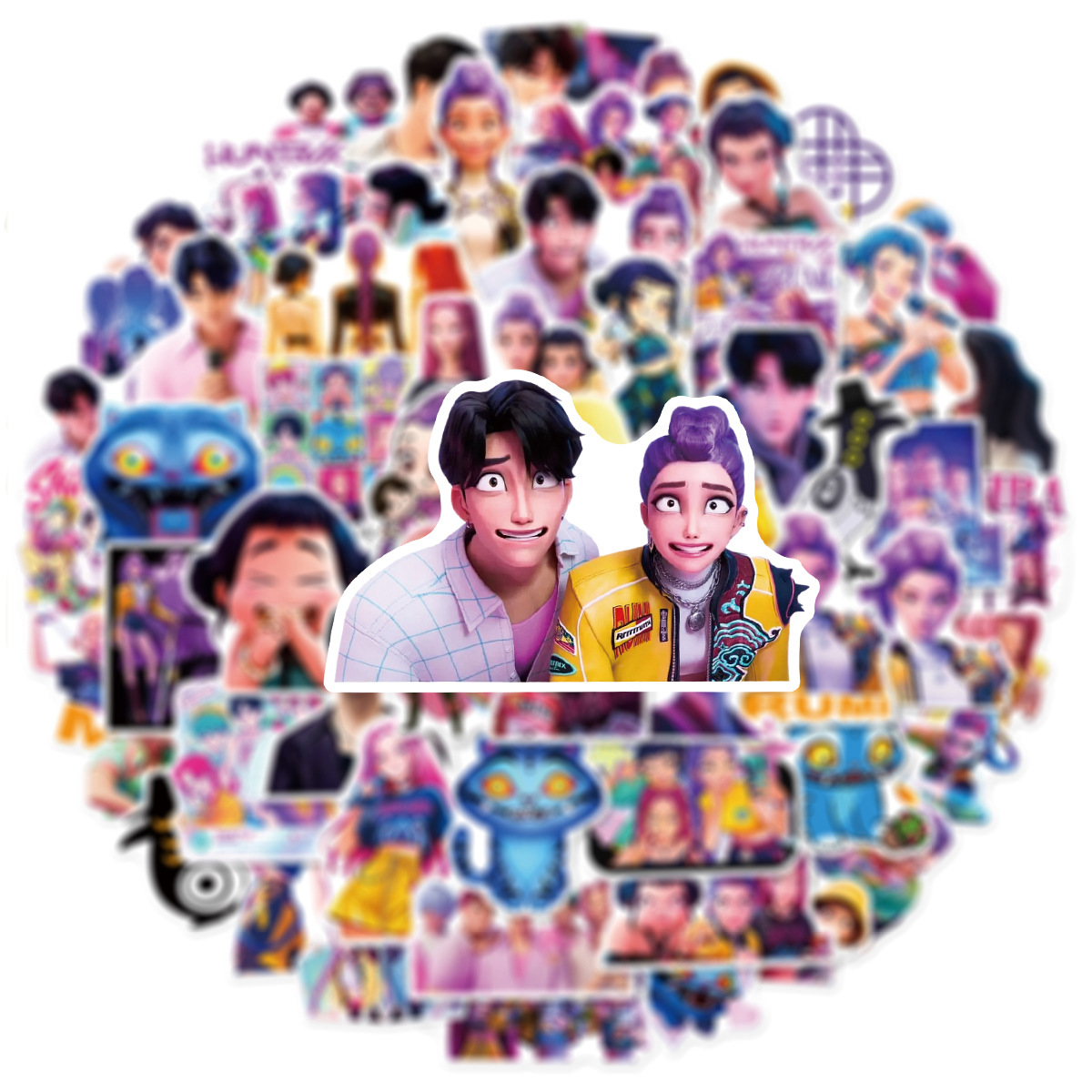 10/30/60 pçs filmes animados kpop caçadores de demônios dos desenhos animados adesivo diy decoração à prova dwaterproof água skate notebook graffiti brinquedo