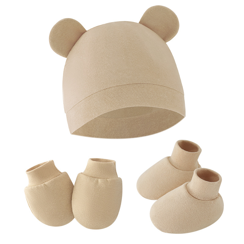 Bonito chapéu do bebê recém-nascido gorro luvas meias conjunto gorro chapéus forma de orelha presente recém-nascido fotografia adereços acessórios de moda infantil