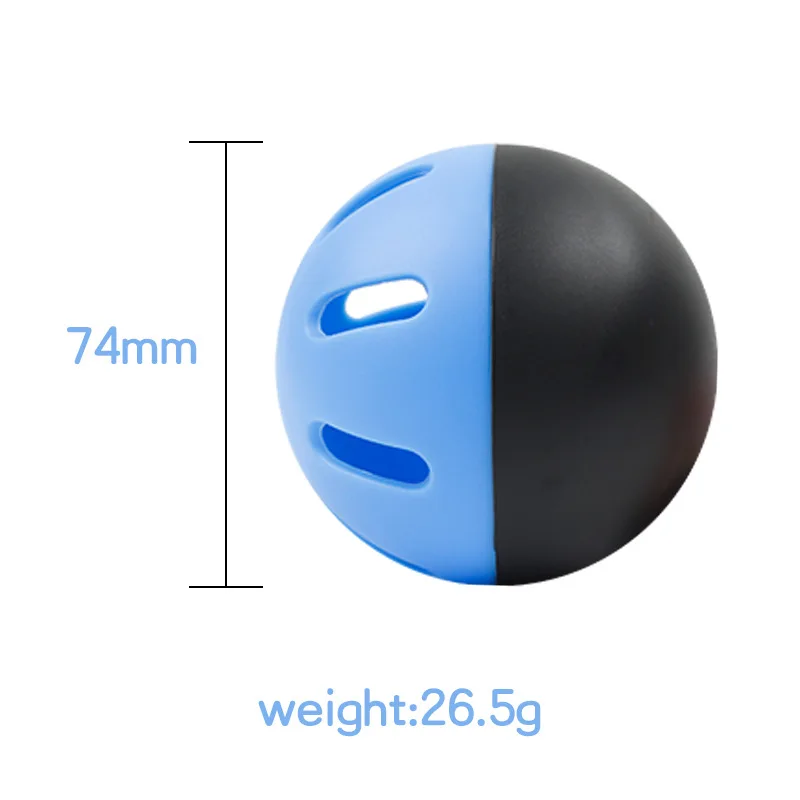 5 Stück Baseball-Übungsbälle, 74 mm, superweiche Hilfskugeln für den Innen- und Außenbereich, EVA-Hohllochbälle, schwarze und blaue Duplikate