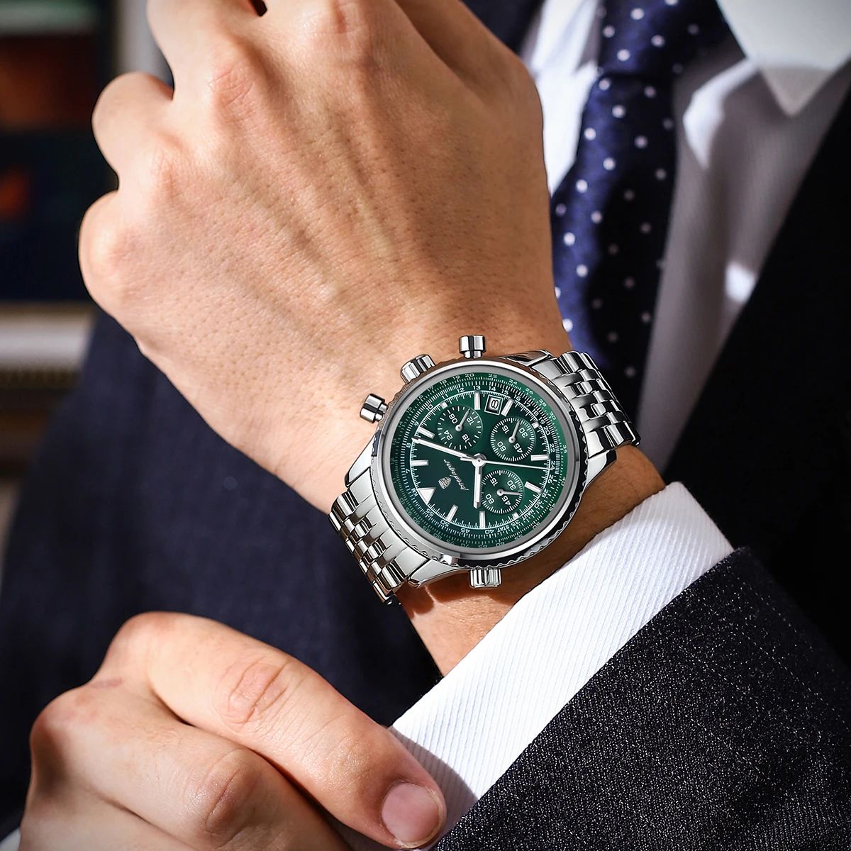 POEDAGAR, reloj militar de lujo para hombre, resistente al agua, luminoso, cronógrafo con fecha, reloj deportivo de cuarzo y acero inoxidable para hombre