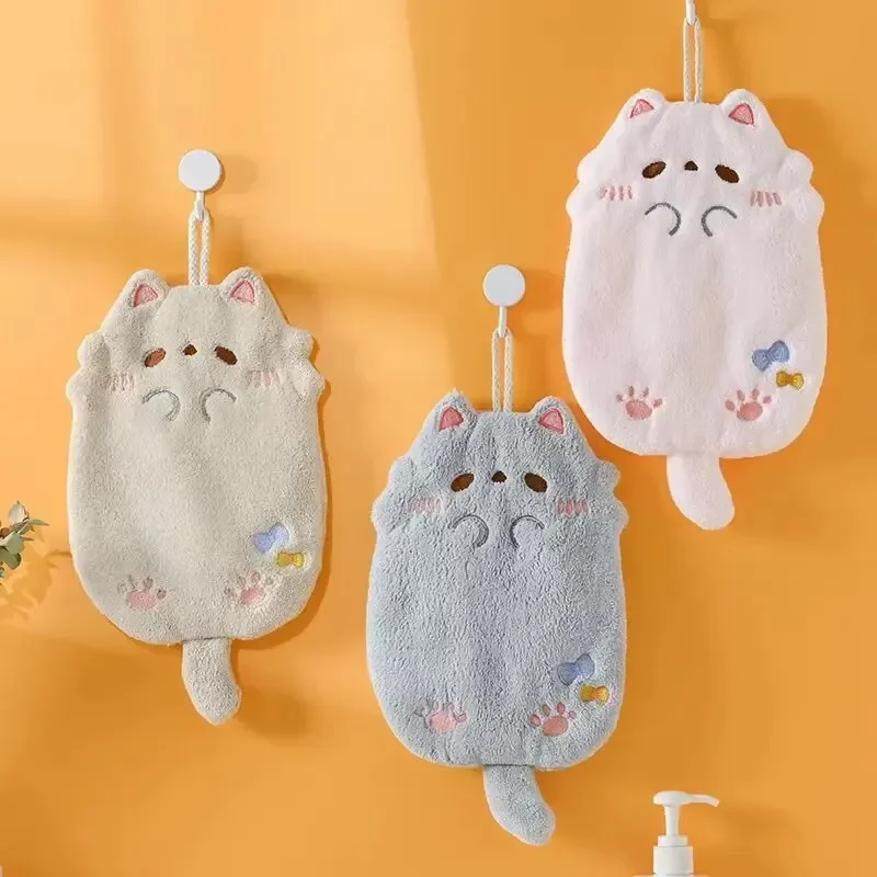 Leuke Cartoon Tanuki Hangende Handdoek Koraal Fluweel Haar Verliest Niet Dikke Doek Keuken Badkamer Absorberende Handdoeken