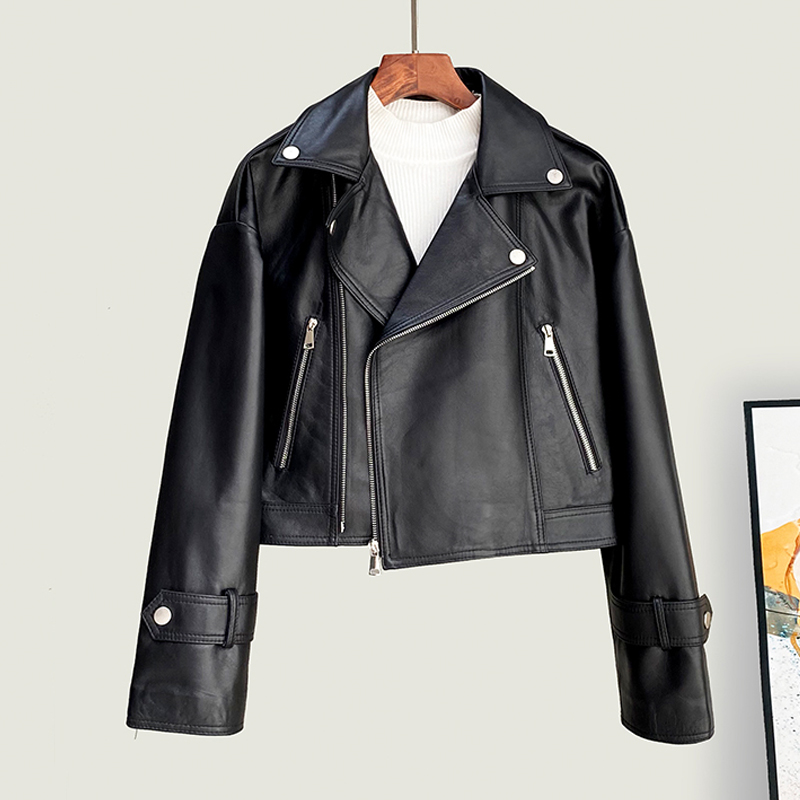 女性用シープスキンジャケット,襟を折りたたんだ長袖の本革ジャケット,ジッパー,ピンクのピンク,ファッショナブル,新しい,M-3XL, 2024