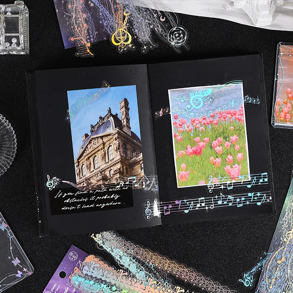 30 Sheets Korean Style Deco Sticker Pack -  Cute & Stylish Holographic Foil Stamping Sticker for Kpop Toploader, Journals & More