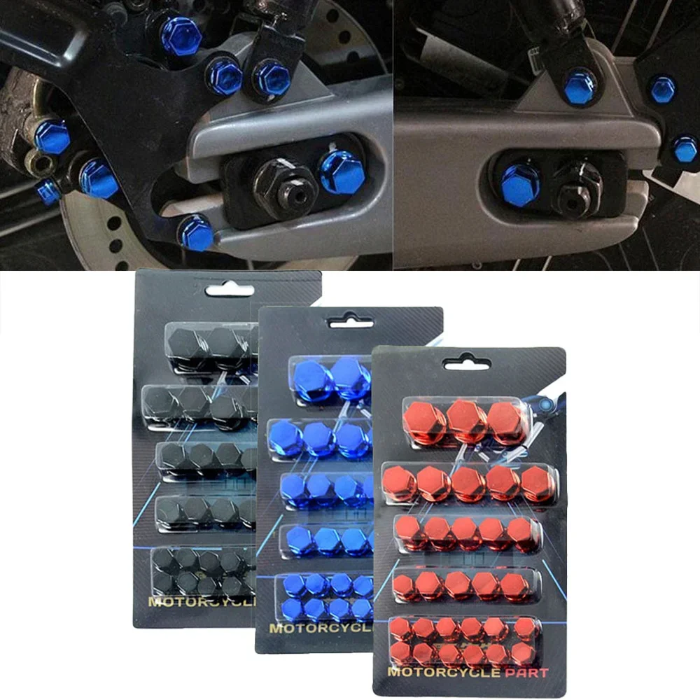 30pcs 1.4/1.2/1/0.8CM Motorfiets Modificatie Schroefdop Decoratie voor Motor Scooters Elektrische auto Gekleurde Moer Cover Accessoires
