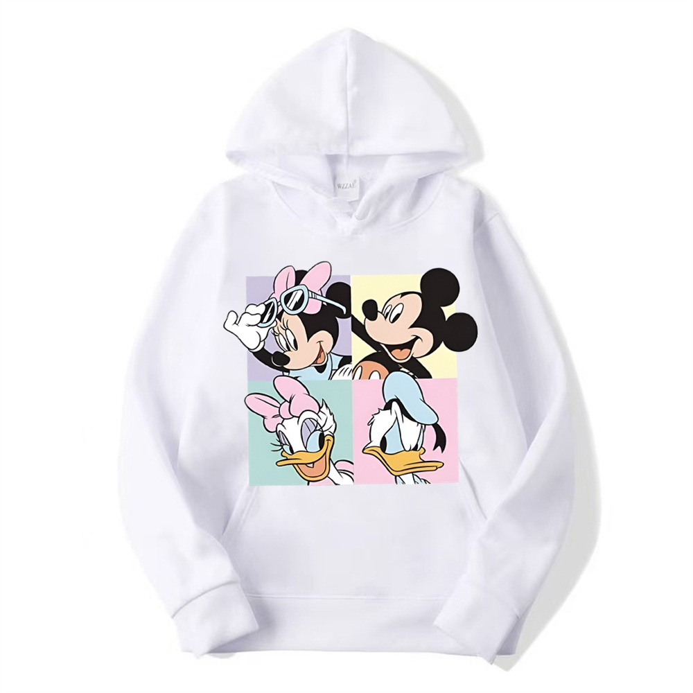 Disney Mickey Minnie Casual damska bluza z kapturem Cartoon Minnie wzór sweter szczotkowana ciepła bluza luźny i wygodny top