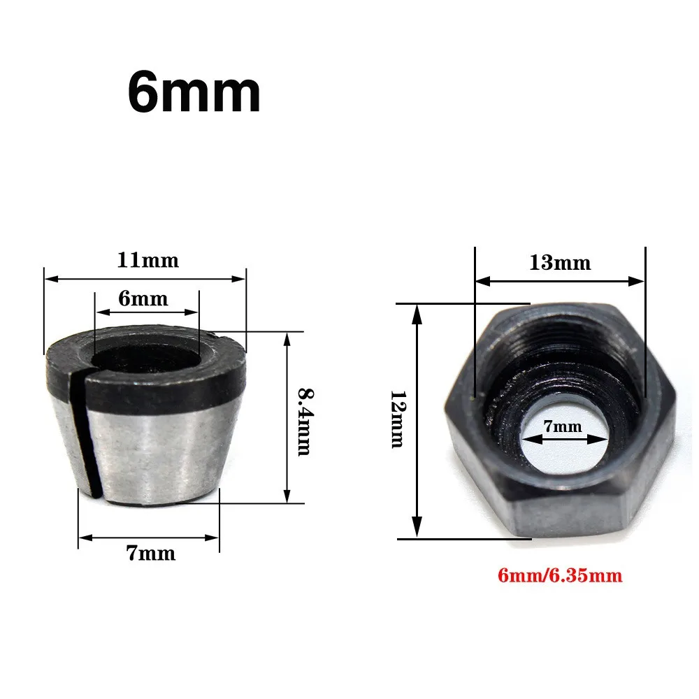 5 ชิ้น/เซ็ต 1/4 "6 มม.8 มม.Trimmer Collet Chuck Router Bit Shank Adapter สําหรับแกะสลักเครื่องตัด Chuck Conversion