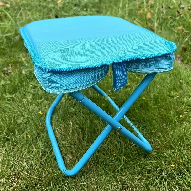 Taburete plegable portátil con asa, taburete de pesca para acampar al aire libre, taburete con cremallera para exteriores
