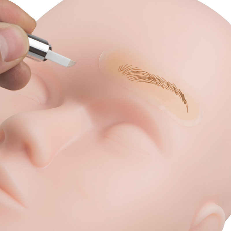 10pcs Eyebrow Tattoo Transfer Sticker Real Operation Skin Print Eye Brow Line Practice Permanent Silicone Tattoo Training Tool