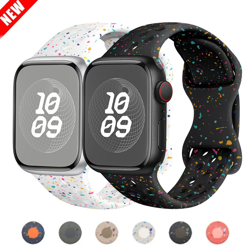 Apple Watch用シリコンスポーツストラップ,通気性,40mm, 41mm, 45mm,シリーズ9,8,7,6,5,3,se ultra 2 44mm、38mm、49mm