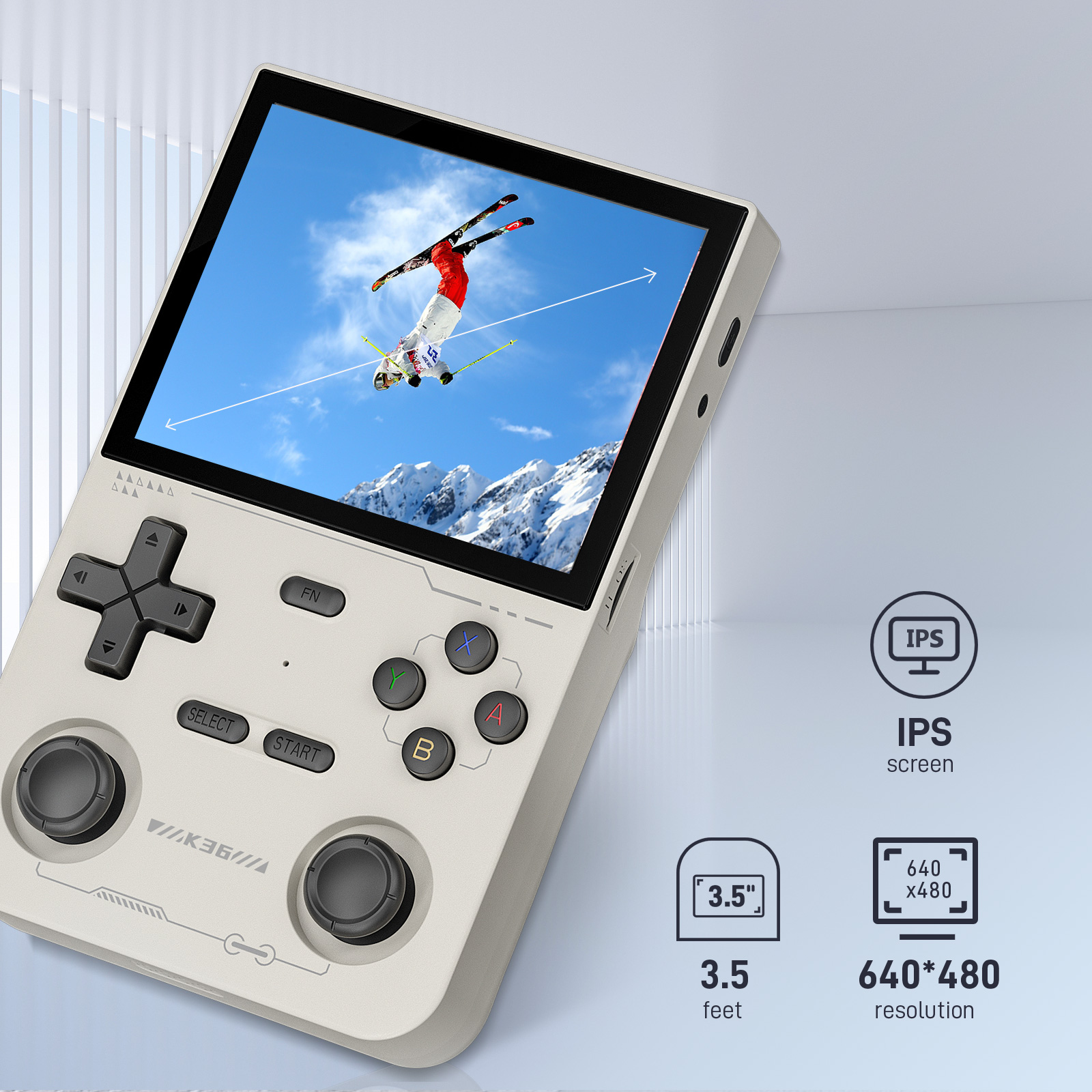 GAMINJA Open Source K36 Retro Handheld-Videospielkonsole 16000 Spiele Emulator für PS1/PSP/DC/N64/SS 500 Nits 3,5 Zoll IPS-Bildschirm