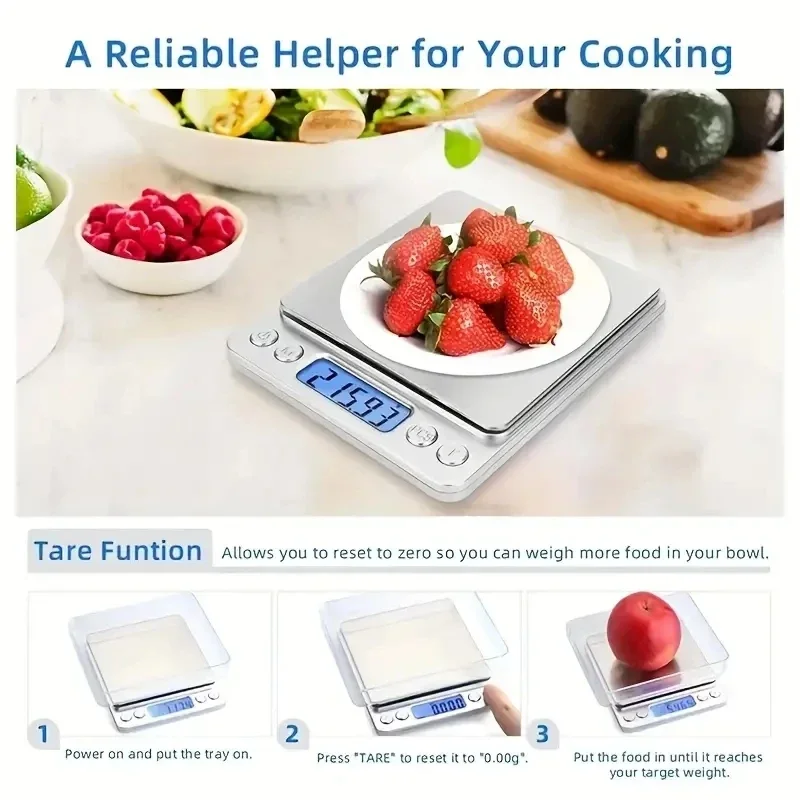 Báscula de joyería de alta precisión de 3kg-0,1g, Mini báscula electrónica de bolsillo, báscula de cocina portátil para el hogar, precisión de pesaje de alimentos