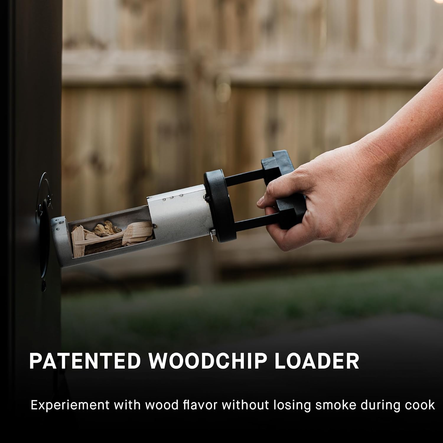 40-inch Digital Electric Vertical BBQ Smoker with Side Wood Chip Loader, Chrome Smoking Racks and 970 Cooking Square Inches