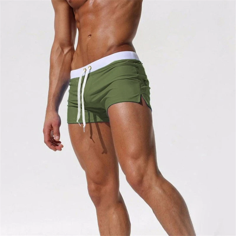 Maiô masculino 10 cores com bolso traseiro design de secagem rápida praia boxer shorts masculinos calções de banho de verão