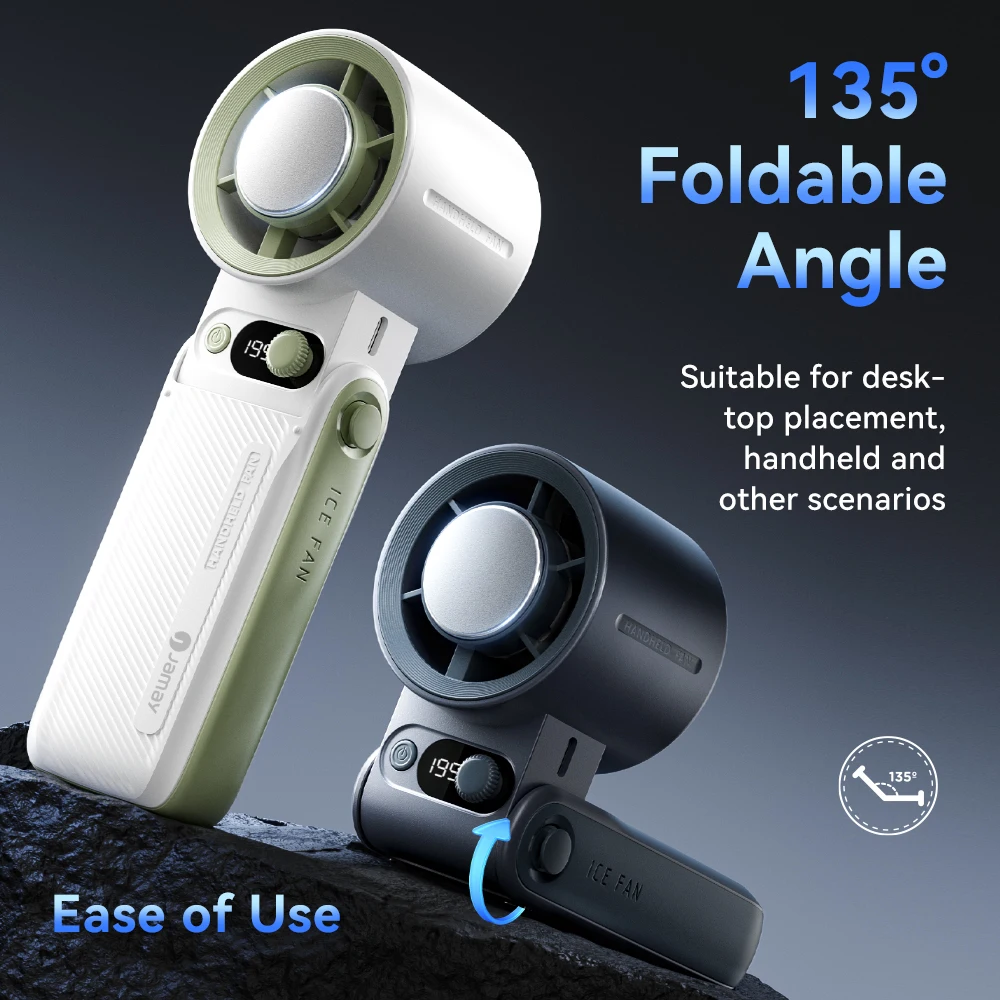 Tragbarer Handventilator, starker Wind, 199 Gänge, Windgeschwindigkeit, LED-Digitalanzeige, verstellbar, Turbo, tragbar, für den Außenbereich, 8000 mAh