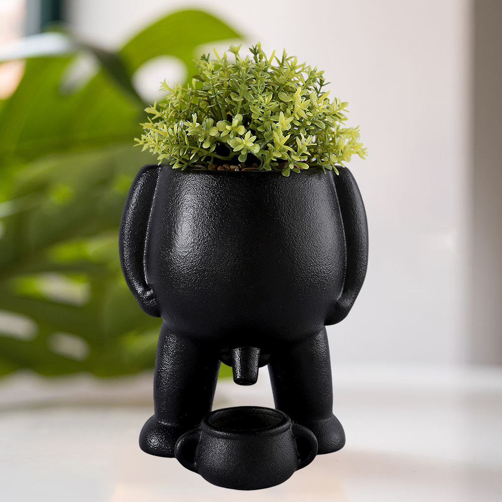 Maceta divertida de resina Retro con forma de maceta, macetas creativas con agujeros de drenaje, jarrones de figuras para flores suculentas
