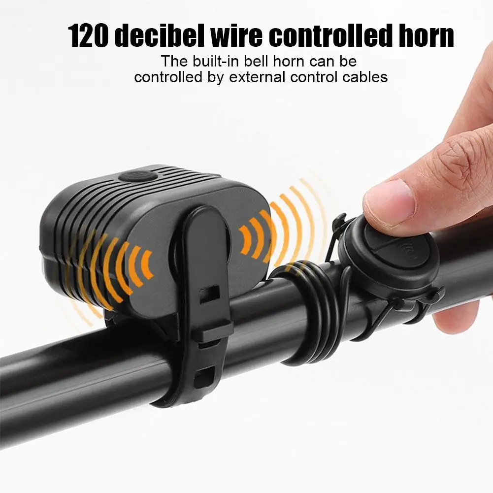 2 In1 Waterproof USB Rechargeable Light With Horn 200lm Bicycle COB Front Light With With 120dB Loud Horn Cycling Flashlight