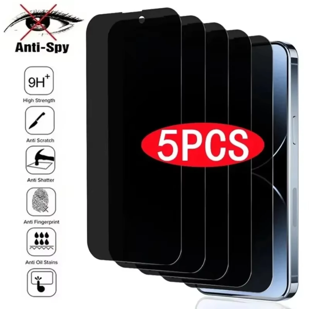 NNBILI 5 pezzi protezione schermo privacy per IPhone 14 11 12 13 15 16 Pro Max 12 13 Mini 14 15 16 Plus vetro temperato anti-spia