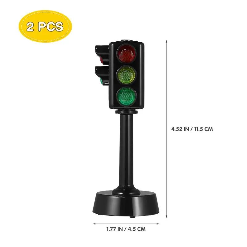 2Pcs Traffic Signal Lamps Traffic Light Toy Educational Model For Road Signs Awareness Learning Aid With Round Base Dual Sides