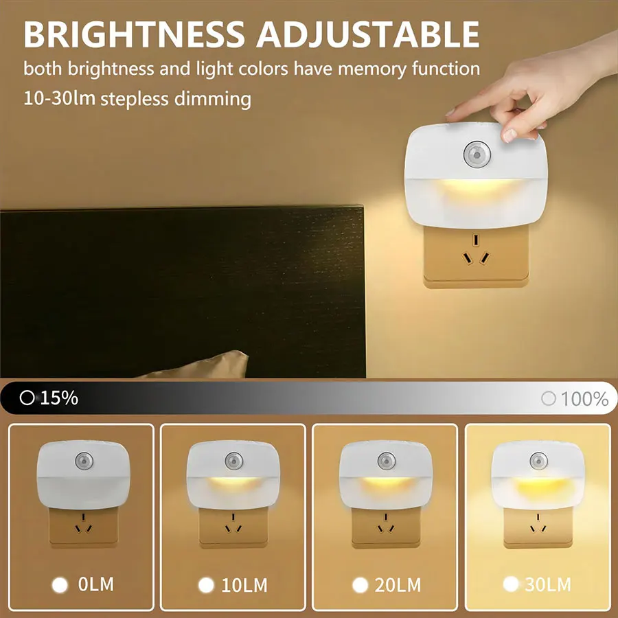 Luce notturna a LED Spina europea con sensore di movimento intelligente Lampada da parete 220V per corridoio domestico WC Corridoio Scala Cucina Camera da letto Lampada da notte