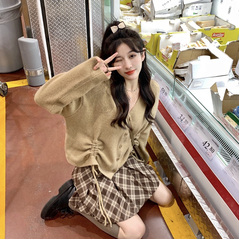 Geruite bruine rokken voor dameskleding herfst winter preppy stijl hoge taille a-lijn vintage zoete all-match ulzzang streetwear ins