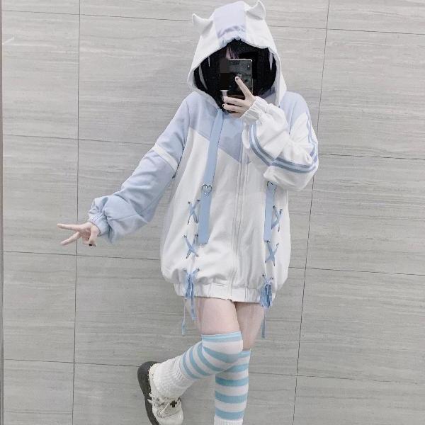 Sudaderas con capucha Y2K para mujer, ropa Harajuku kawaii, sudadera de gran tamaño, chaqueta gótica de moda informal japonesa nuevos 2023