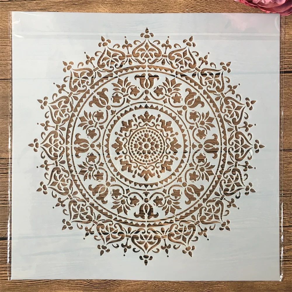 30*30cm Mandala geométrico grande redondo DIY capas plantilla para pintura libro de recortes colorear relieve álbum plantilla decorativa