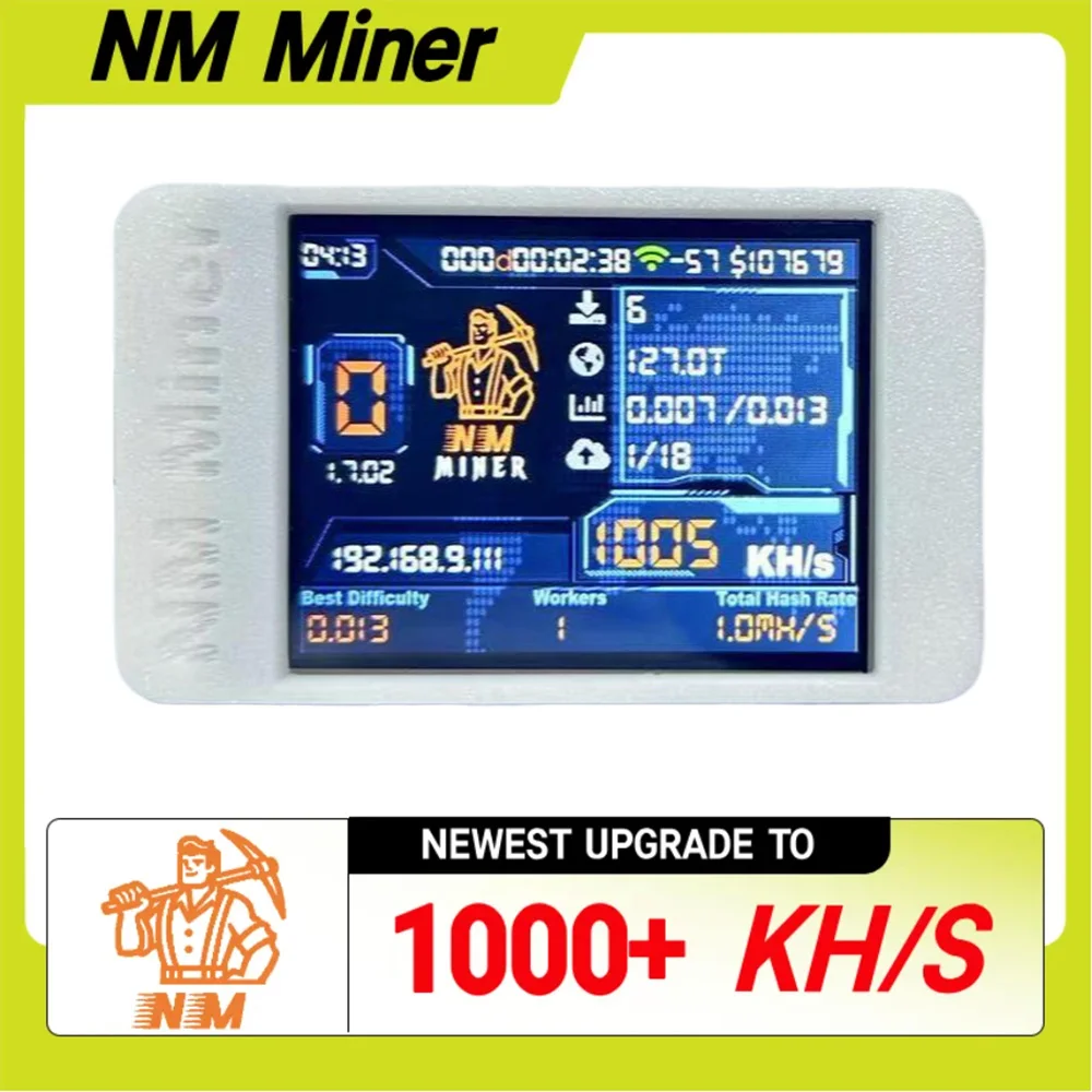 NMMiner NerdMiner V2 Hashrate 1000KH/s Lucky Miner ESP32 2.8 polegadas Smart Display Crypto Solo Lottery Bitcoin ESP32-2432S028R