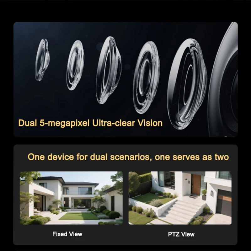 XIAOMI New Outdoor Camera 4 Dual Camera Version，360° 5MP 3K，Audible Visual Alarm，Two-Way Audio，IP66，Chinese Version With Adapter