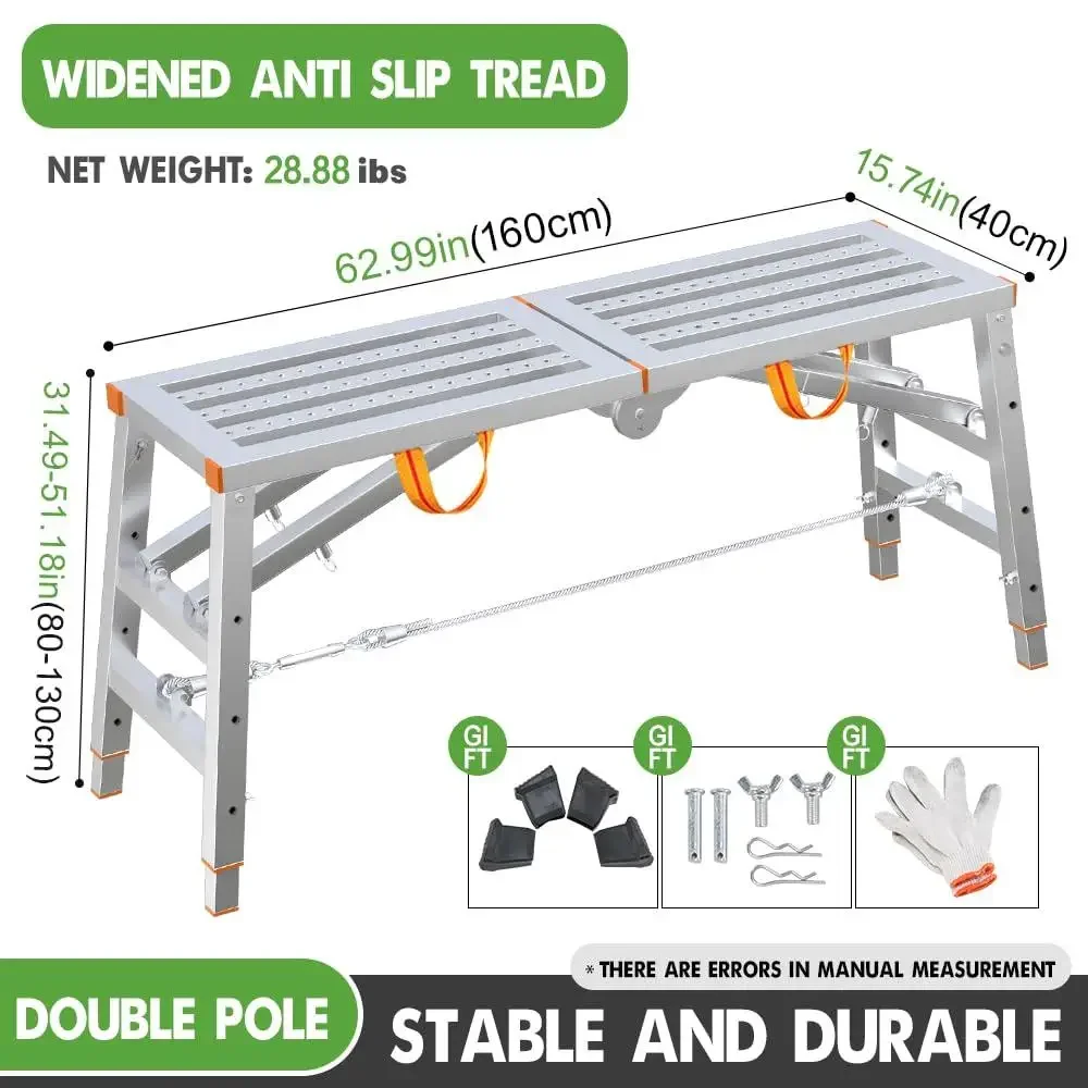 Folding Tripod Work Platform Tower Ladder Stool Multifunctional Portable Scaffolding Equipment Easy Assembly Rust Resistant