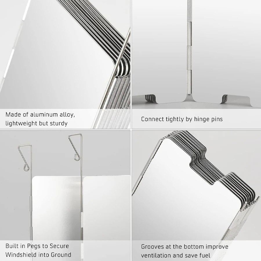 Tall Stove Windscreen-Gas Burner Windshield- Aluminum Camping Stove Compact Folding,Outdoor Cooker Butane Burner Wind Shield