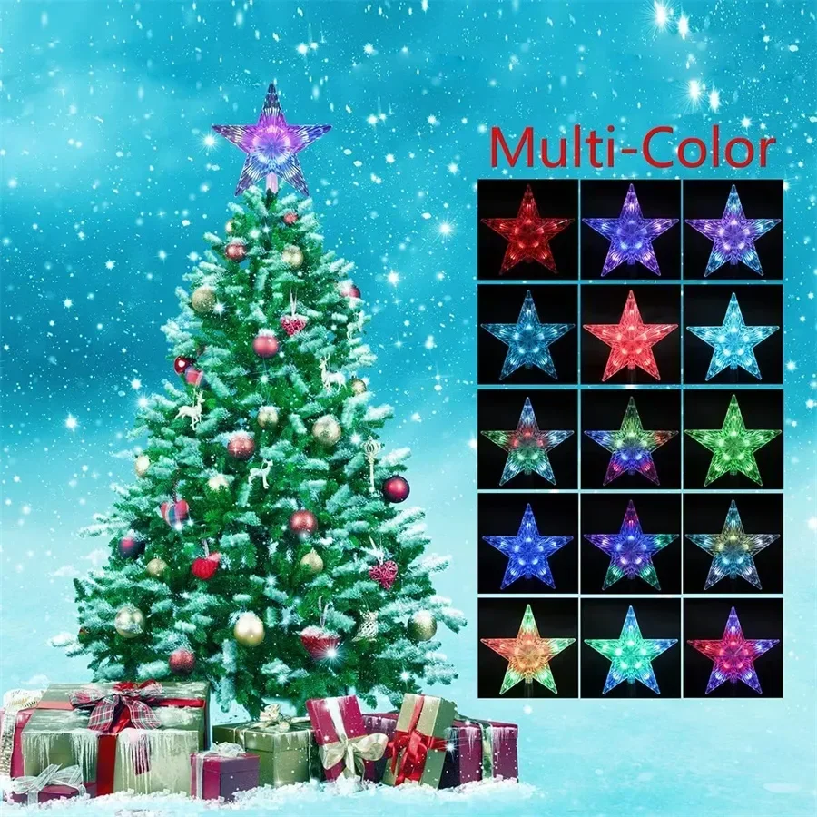 LED étoile de noël arbre de noël Topper étoile lumière décor 16 couleurs changeantes télécommande multicolore USB alimenté cadeau de noël