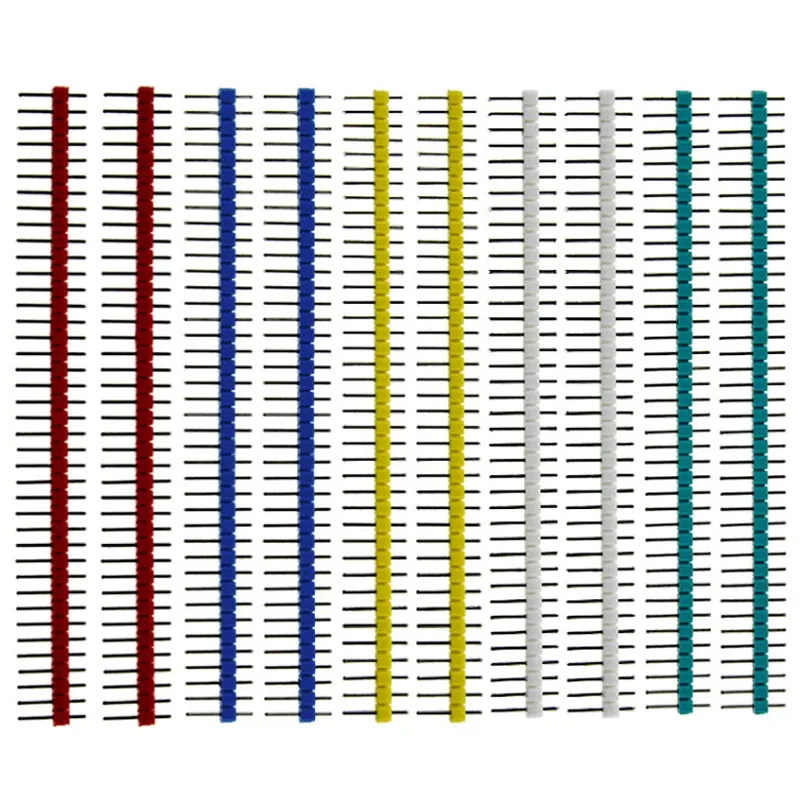 10개 40핀 1x40 단일 행 남성 및 여성용 2.54 분리형 핀 헤더 PCB JST 커넥터 스트립 아두이노 DIY 키트용
