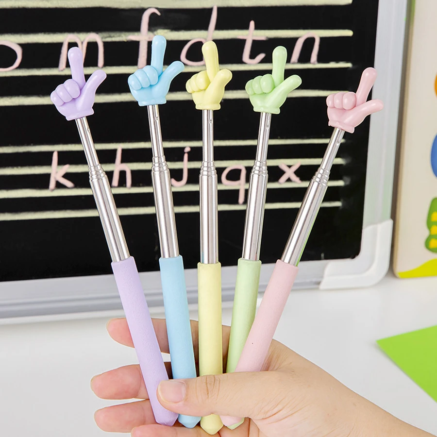 1Pc Retractable Teacher Pointer Finger Design StainlessSteel Telescopic School Teaching Pointer Stick Teacher Supplies Class