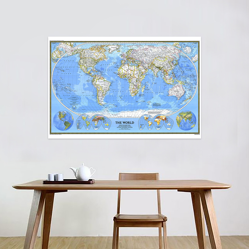 Mapa não tecido do mundo Poster, Cartaz detalhado, Decoração de parede, Papéis de parede, Material de escritório