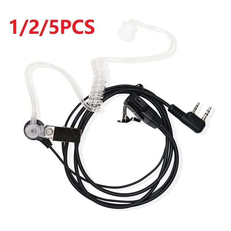 1/2/5 stücke Walkie Talkie Akustische Luft Rohr Headset 2 Pin PTT Hörer Kopfhörer Für Baofeng UV-5R BF-888S UV-21 PRO Quansheng UV-K5