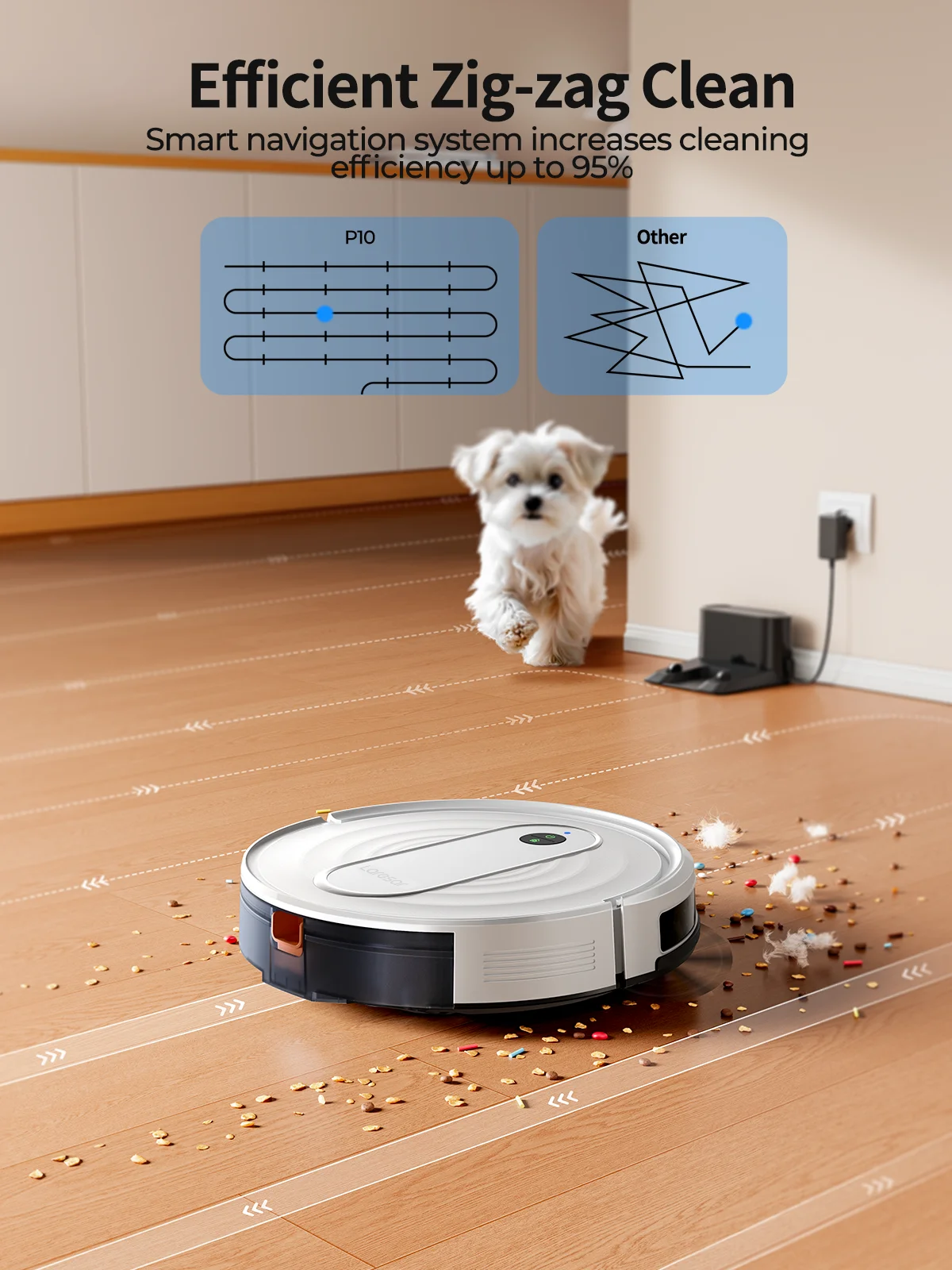 Laresar P10 Aspirateur Robot et Serpillère, Aspiration de 4500Pa, Contrôle via APP, Carte Planifiée avec Gyroscope Intelligent pour Sols et Tapis à Domicile Sans Fil