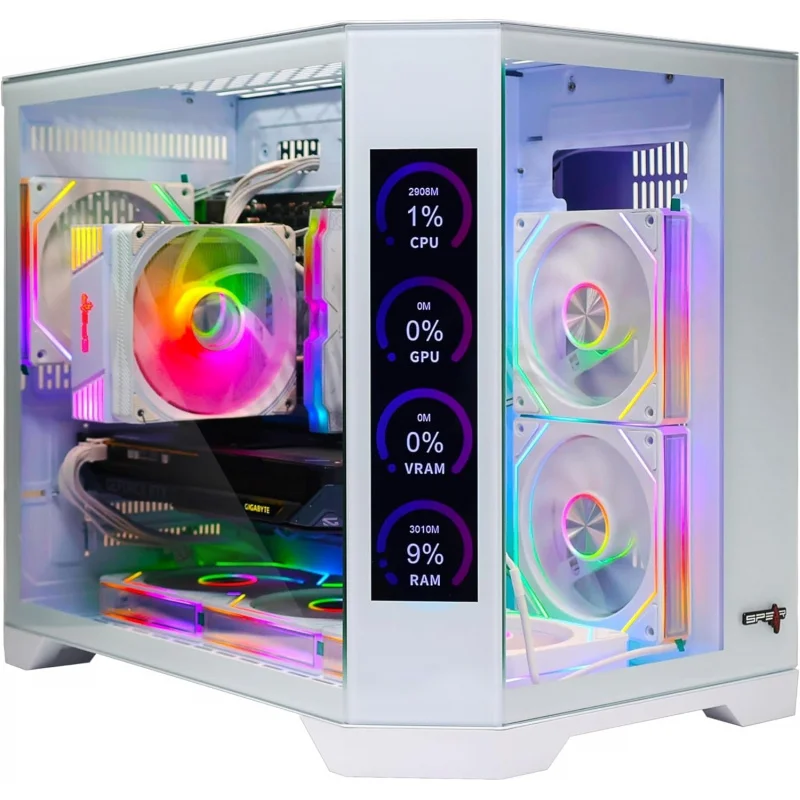 PC para juegos – i5-14400F, RTX 5060 Triple ventilador de 8 GB, 16 GB DDR5, 1 TB NVMe SSD 3300 MB/s, fuente de alimentación de 600 W, estuche ATX con 6 ventiladores ARGB, esquina L