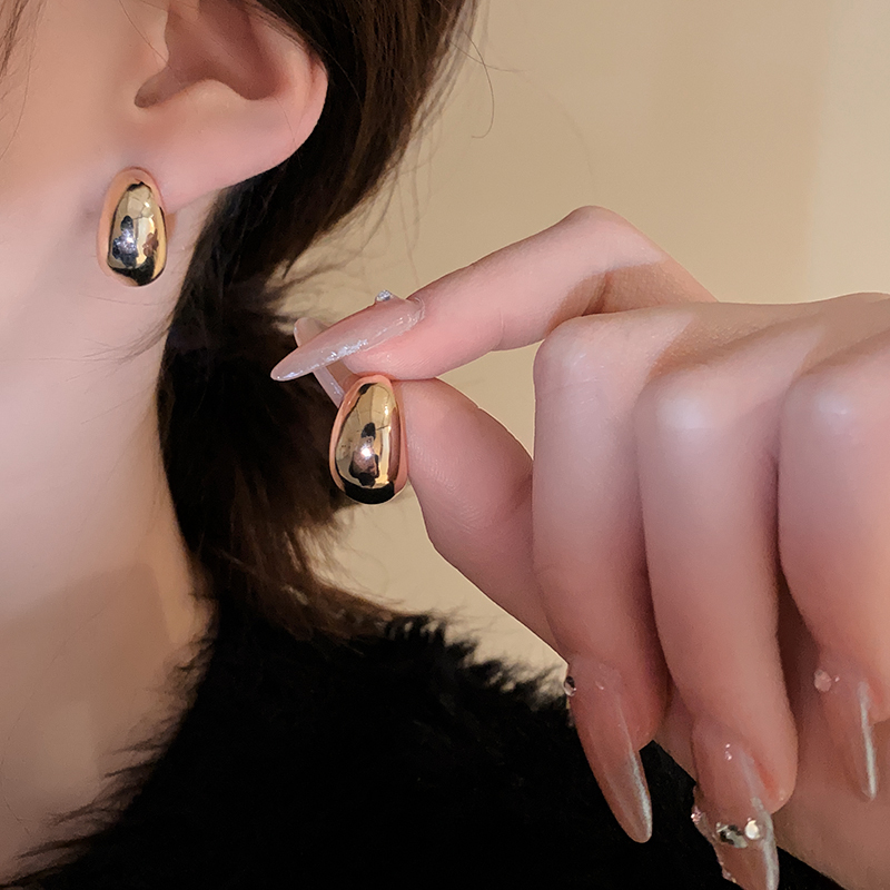 Brincos pequenos de metal minimalista para mulheres, forma de feijão, coração, gota d'água, acessórios de joias, moda