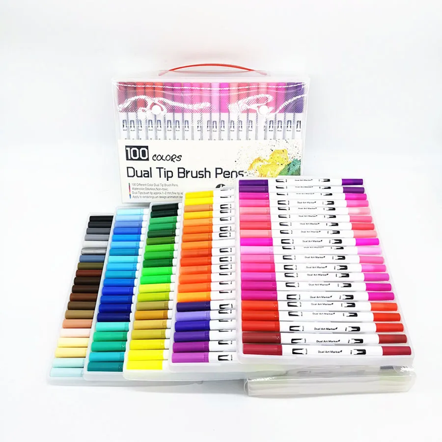 24/36/48/60 สีสีน้ํา Dual แปรง MARKER นุ่มยืดหยุ่นเคล็ดลับสําหรับวาดผสมอะนิเมะการ์ตูน Markers