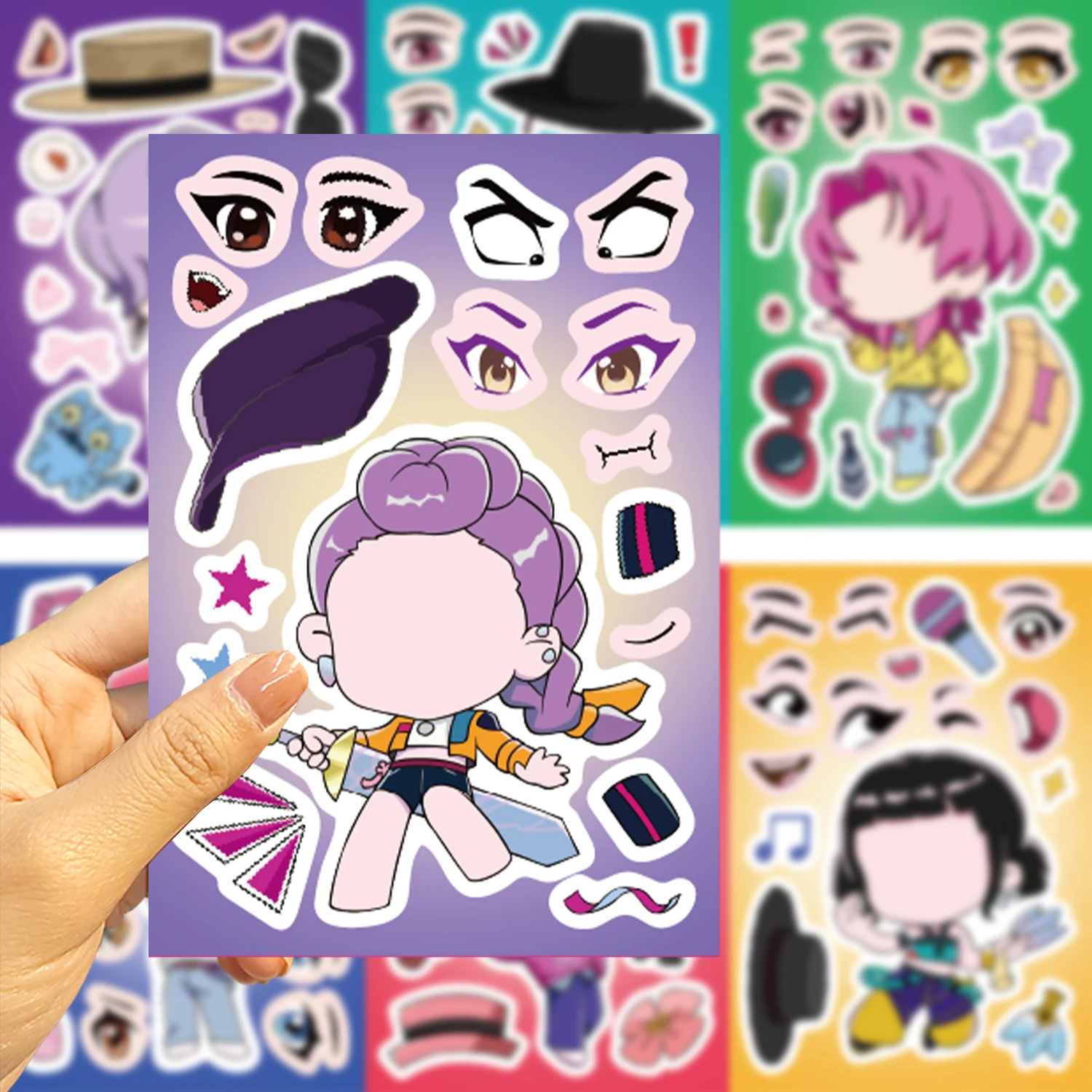 8/16/24Pcs K-Pop Jigsaw puzzle Stickers Witch Hunter Make a face Stickers DIY Handicrafts Waterproof Repeatable Sticker