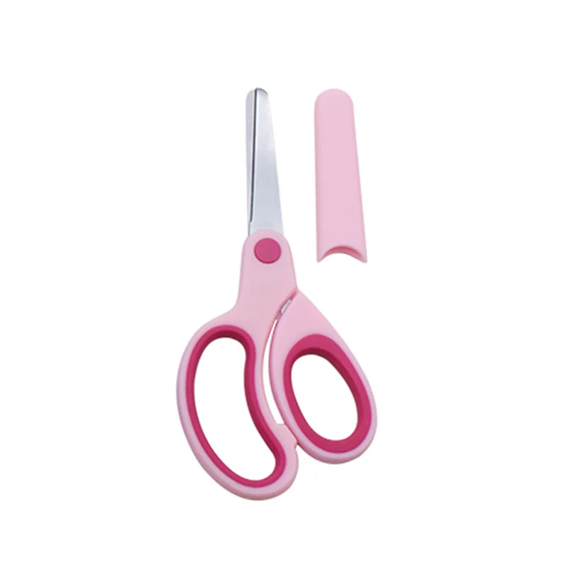 1 Uds. Tijeras de seguridad para niños, estudiantes, papel DIY, tijeras para zurdos, tijeras con manga, herramienta de corte, papelería