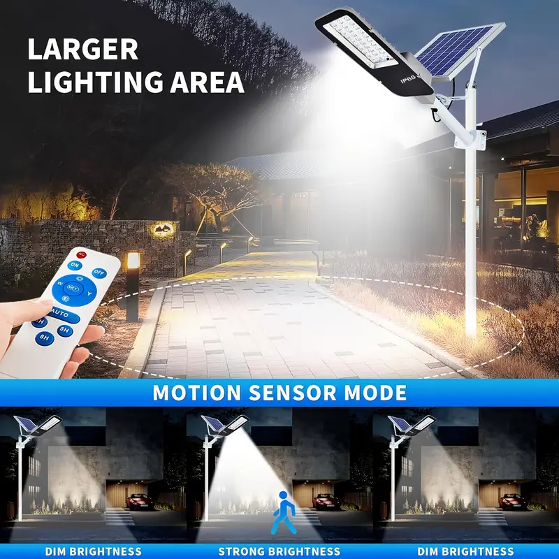 Luz de rua solar ao ar livre, IP65 impermeável holofote, controle remoto, porta da frente, jardim, terraço