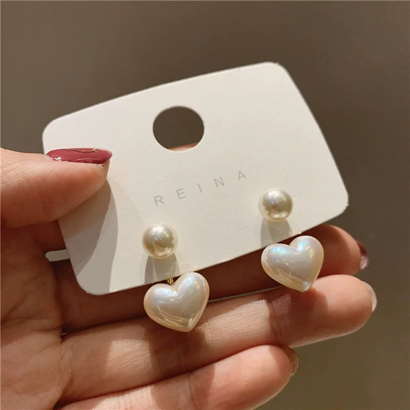 Elegant Heart เลียนแบบ Pear STUD ต่างหูผู้หญิงเกาหลี EAR STUD งานแต่งงานเครื่องประดับของขวัญวันวาเลนไทน์