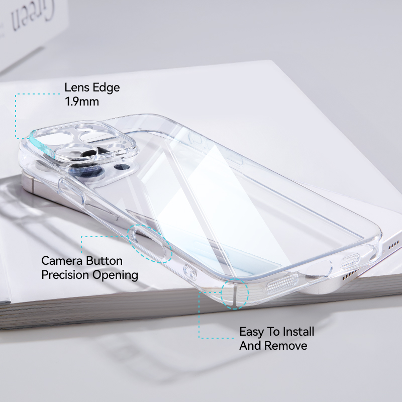 Funda Joyroom para iPhone 16 15 Pro Max, funda protectora de lente antiamarilla transparente de cristal para PC, funda para iPhone 16 Pro Max