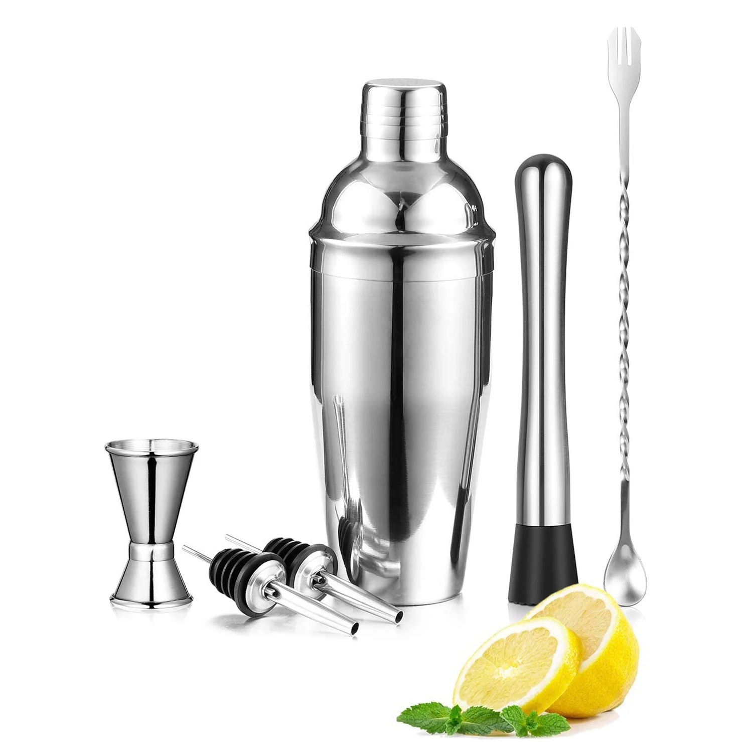 Aço inoxidável Kit Cocktail Shaker, Martini Shaker, Barra de Ferramentas Home, Bebida, 25 Oz, 6 Pcs por Conjunto